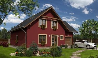 House project with a garage and a room on the ground floor.